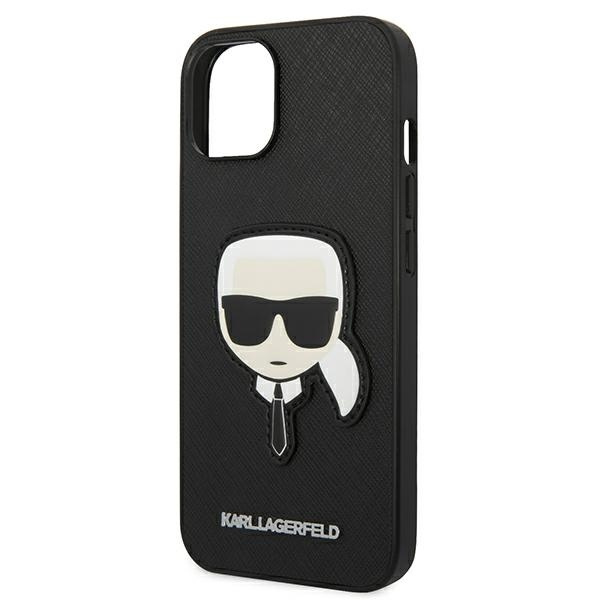 Case Karl Lagerfeld iPhone 14 Plus 6.7" black/black hardcase Saffiano Karl`s Head Patch